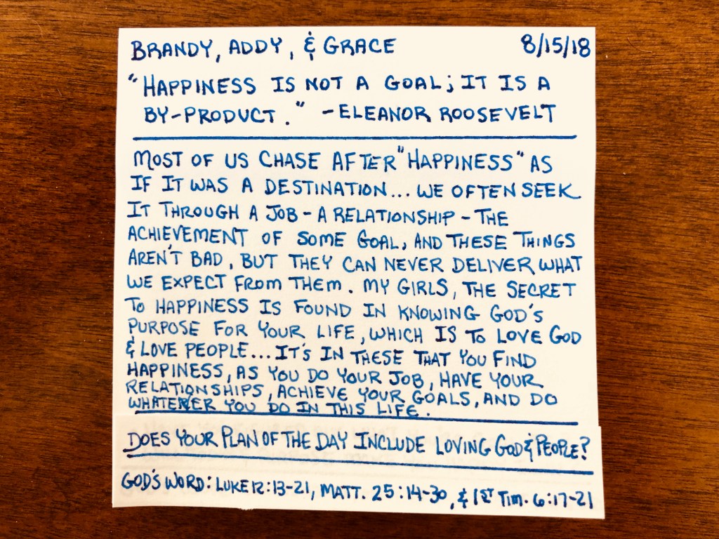 Happiness Is Not A Goal It's a By-Product