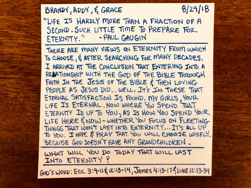 Life Is Hardly More Than A Fraction Of A Second Such Little Time To Prepare For Eternity Paul Gauguin